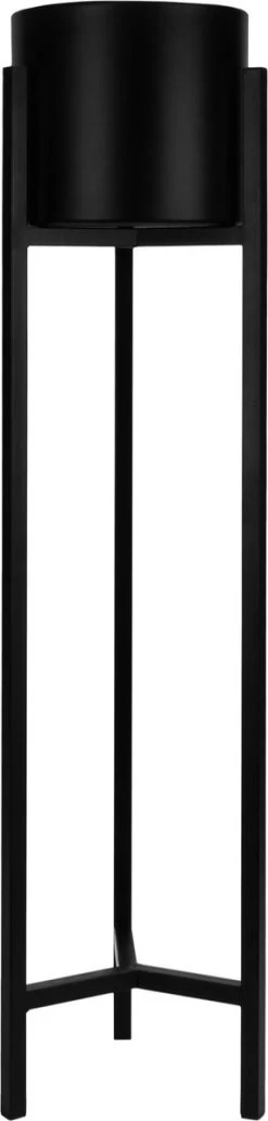QUVIO Plantenstandaard Inclusief Pot - Staande Plantenbak - Metaal - Plantenbak - Plantenhouders - Planten Zuilen - Voor Buiten - Bloempot - 22 X 22 X 90 Cm - Zwart -Tuin Gerelateerd 287x1200