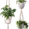 Plantenhanger Macrame Set Van 2 - Plantenhanger Met Ruimte Voor 3 Potten - Luxe Gevlochten Touw 100% Katoen - Duurzaam - Plantenbakken - Bloempotten - Macramé Stijl Hanger Voor Bloempotten - Hangpot - Fienosa -Tuin Gerelateerd 601x1200