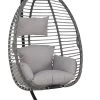 Pro Garden Lowander Hangstoel Egg 191x126x126- Schommelstoel Met Rattan Cocoon En Robuust Stalen Standaard Incl. Kussens - Volledig Inklapbaar - Lichtgrijs -Tuin Gerelateerd 667x1200