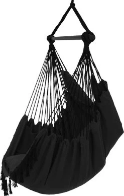 Vita5 XXL Hangstoel - Binnen&Buiten Hangnest - Incl. 2 Kussens En Boekenvak - Volwassenen&Kinderen - Hangmatstoel Tot 225kg - Zwart -Tuin Gerelateerd 761x1200