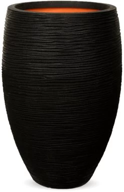 Capi Europe - Vaas Elegant Deluxe Rib NL - 56x84 - Zwart - Voor Binnen En Buiten - KBLR1132 -Tuin Gerelateerd 779x1200