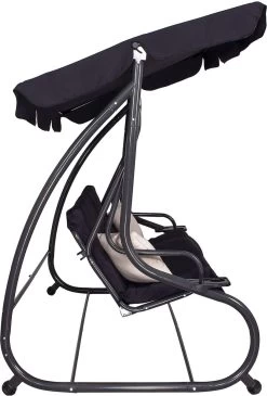 Springos Schommelbank | Linda-Schommel | 3-zits | Waterafstotend | Inclusief 2 Kussens | Verstelbare Luifel | 162 X 200 X 120 Cm | Zwart -Tuin Gerelateerd 813x1200