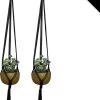 Merkloos Luxe Plantenhangers | Zwart | Set Van 2 Stuks | 100% Katoen | 100% Handgemaakt | Houten Ring | Macramé | Plantenpot Ophangen | Binnen & Buiten | Planten | TheOldOmen | -Tuin Gerelateerd 831x1200