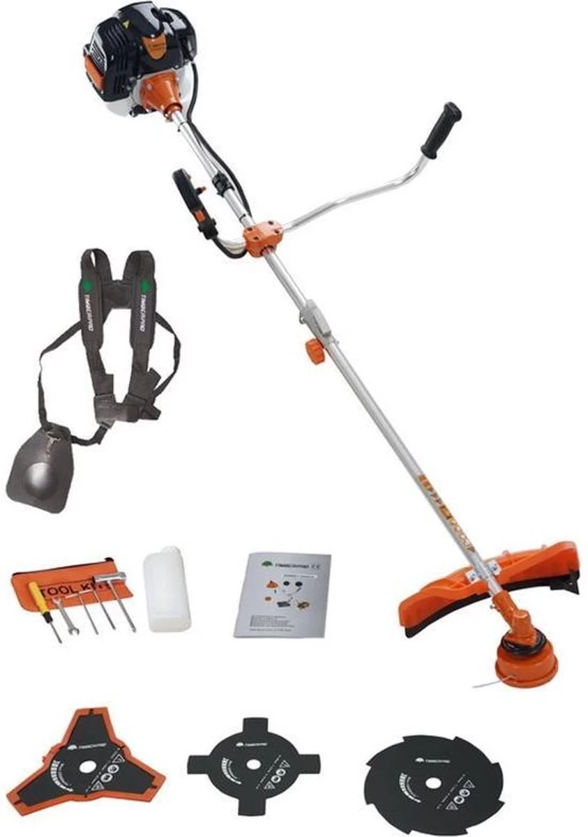 TIMBERPRO - Bosmaaier 2-in-1 - Benzine - Draad En Mes - 52 Cm³ - 3,0 PK. 3 TIMBERPRO - Bosmaaier 2-in-1 - Benzine - Draad En Mes - 52 Cm³ - 3,0 PK.