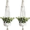 Merkloos Plantenhanger Macramé - Luxe Gevlochten Touw Katoen - 2 Stuks - Plantenpot Ophangen -Tuin Gerelateerd 854x1200 2